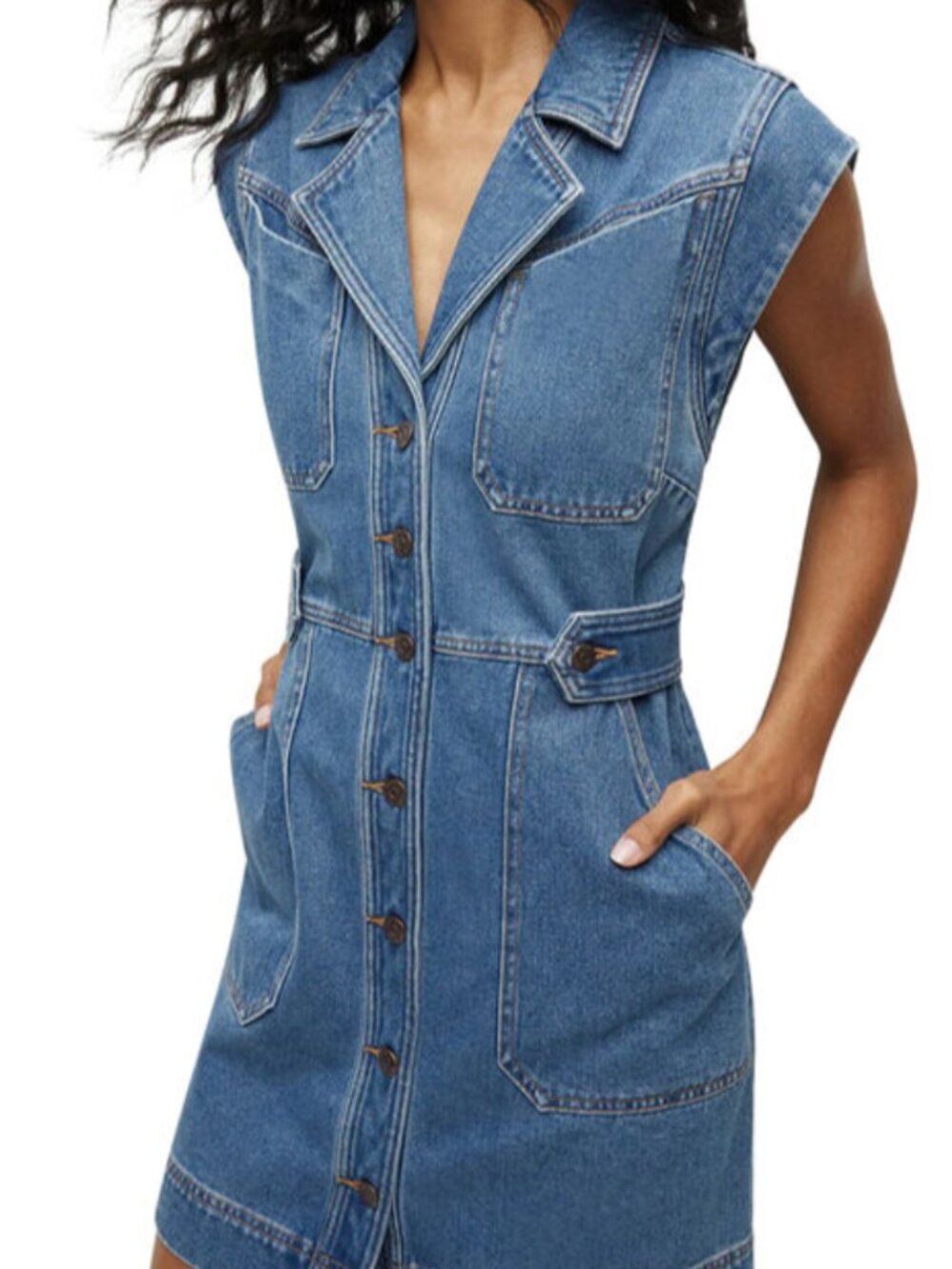 Veronica Beard Jax Denim Shirtdress Light Cornflower Mini Size 6